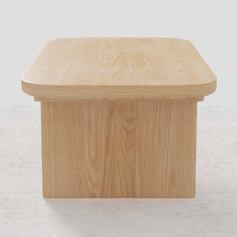 "47.2" Pine Wood Coffee Table Rectangle-shaped in Natural with Abstract Base"