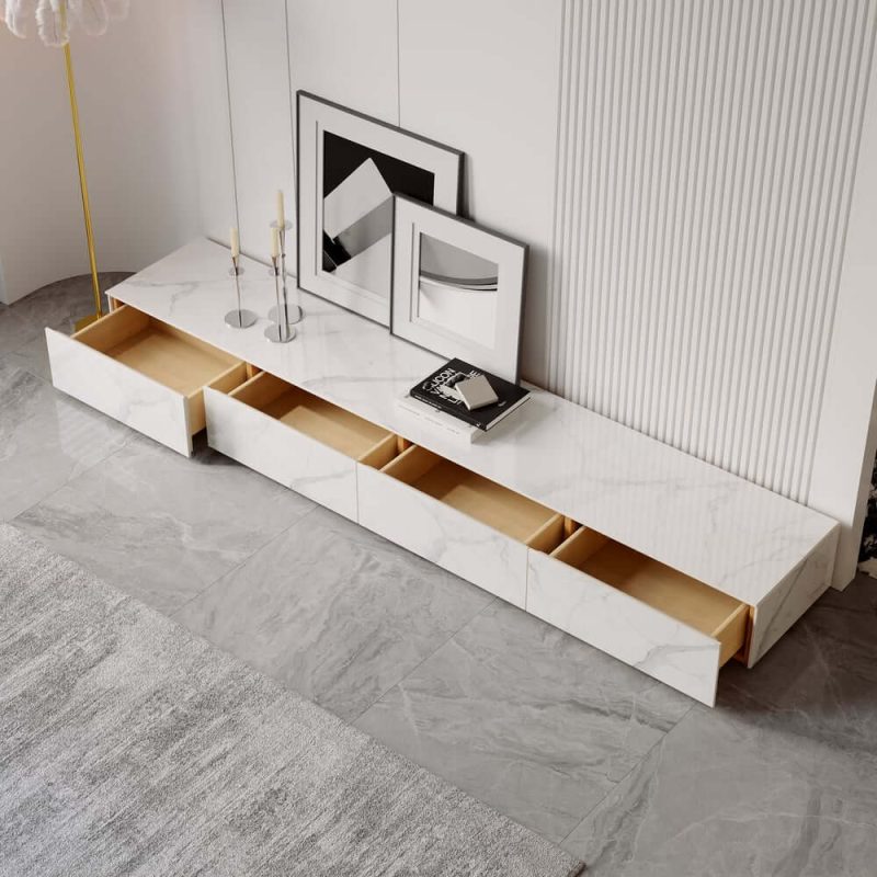 "87" Sintered Stone TV Stand with 4 Drawers"