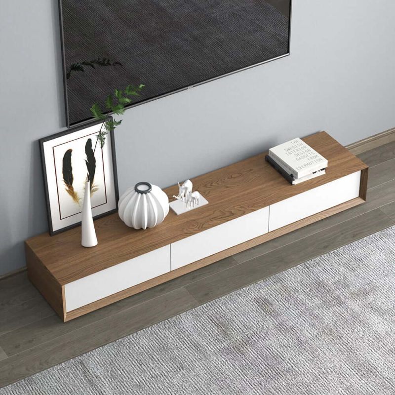 "Morami Modern 1800mm White TV Stand Rectangle Media Stand TV Console with 3 Drawers"