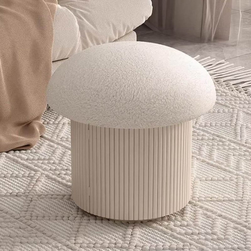 "Upholstered Swivel Vanity Stool with Storage, Metal Frame, and Tall Height - Cream"