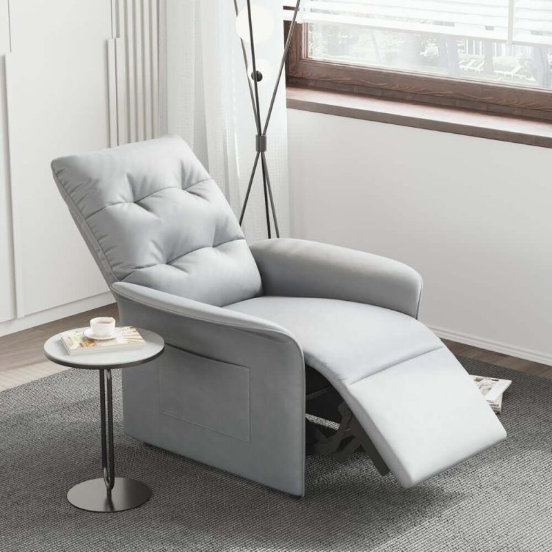 "Leather Power Recliner Accent Chair with Side Pocket"