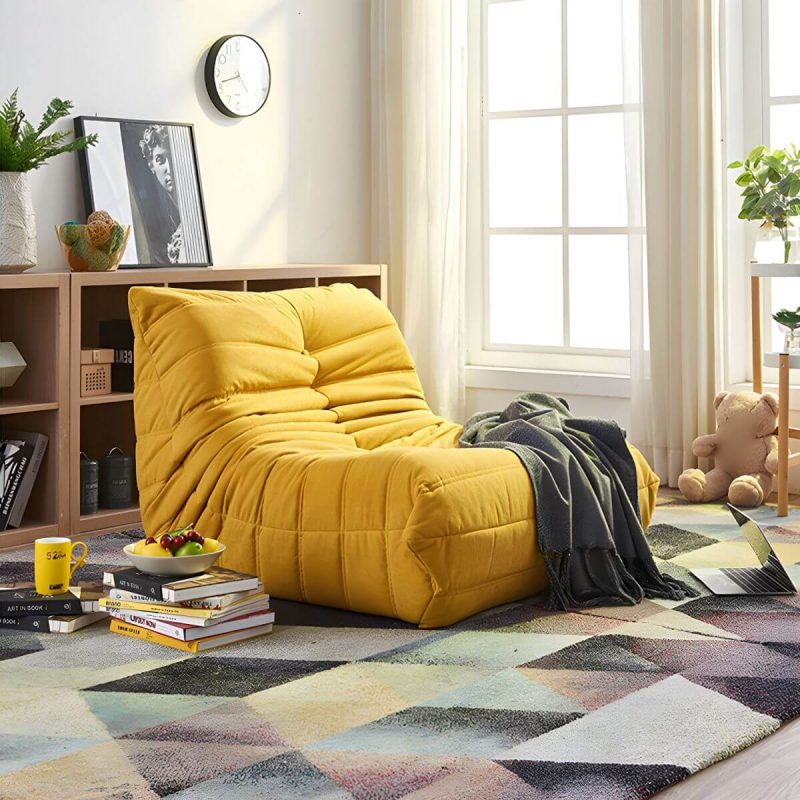 "Suede Bean Bag Lounger with Removable and Machine Washable Cover - Standard Size - Green"