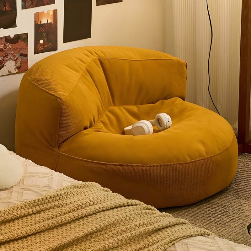 "Water Resistant Fabric Bean Bag Chair with Pre-Filled Abrasion Resistance - Yellow Bean Bag Chair"
