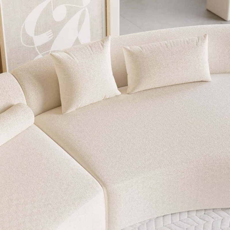 "109" 2-Piece Curved Boucle Sectional Sofa with Pillows"
