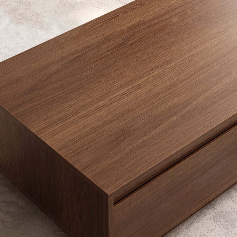 "47" Mid Century Rectangular Walnut Block Coffee Table Extendable TV Stand with 3 Drawers"