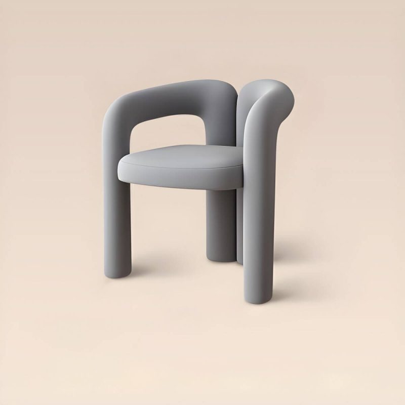 "Modern Solid Color Vanity Stool with Straight Legs, Back and Lint Upholstered - Grey"