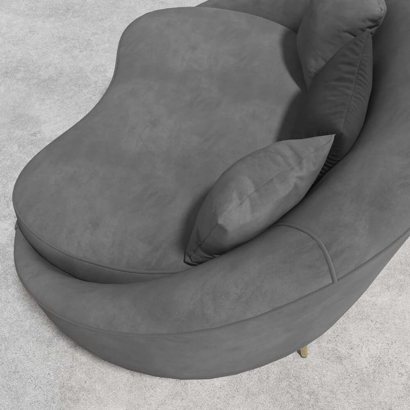 "Modern 63" Gray Velvet Curved Sofa Love Seat Sofa Pillows Included"