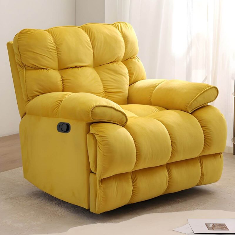 "Scandinavian Upholstery Chair Velvet Standard Recliner with Independent Foot - Yellow Manual - Handle/Lever Standard (No Motion)"