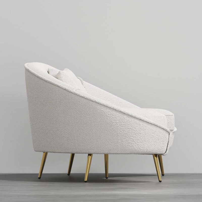 "83" Modern White Boucle Curved Sofa 3 Seaters Toss Pillow Included"