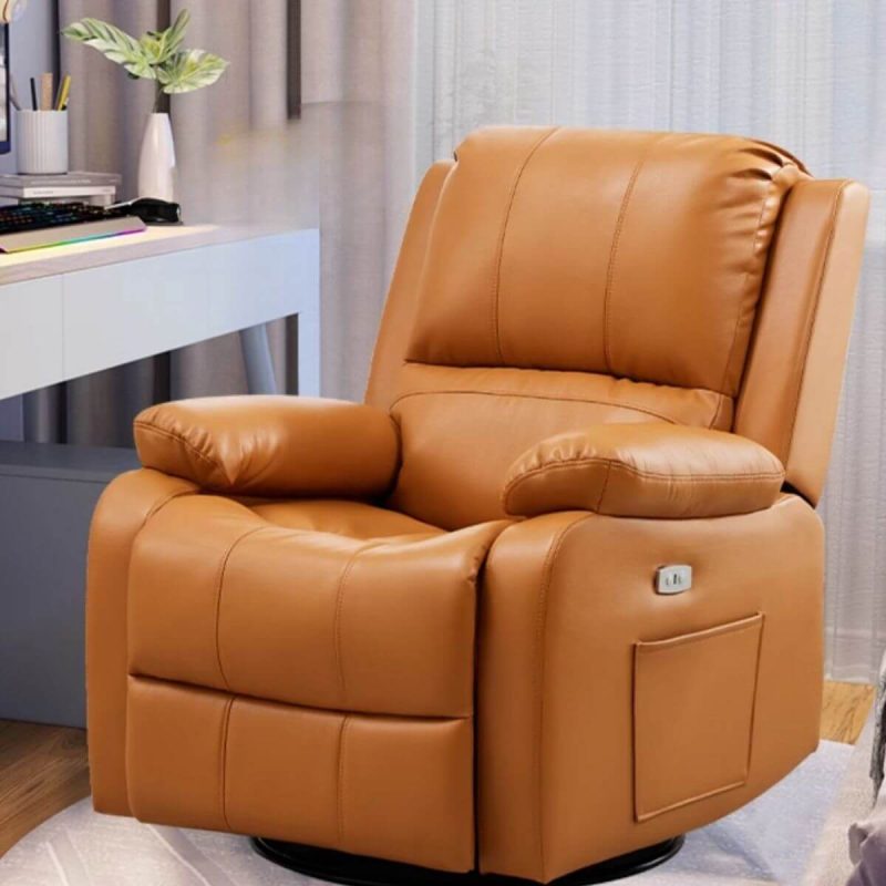 "Ergonomic Recliner with Massage, Plug-In, and Built-in USB Port, Rocker, Griege"