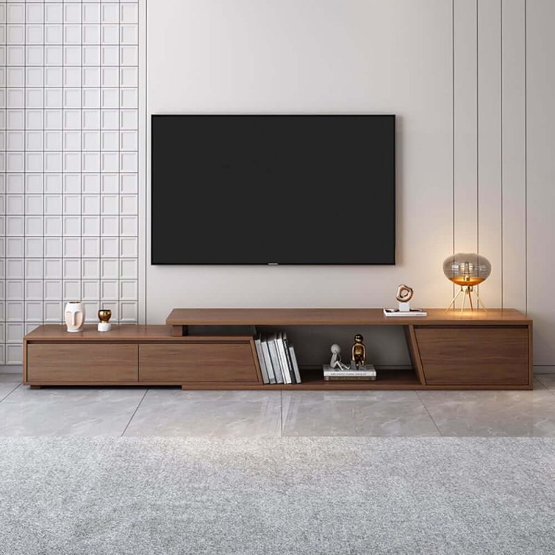 "Fero Extendable Walnut TV Stand & Nesting Coffee Table Set"