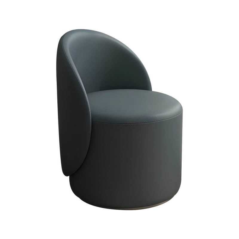 "Modern Upholstered Vanity Stool with Swivel Back and Tall Height for Comfort - Microfiber Leather 1 Piece Blackish Green"