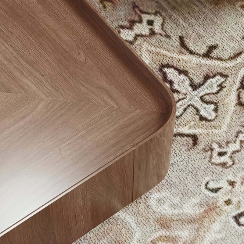 "35" Square Walnut Mid Century Coffee Table with Storage"