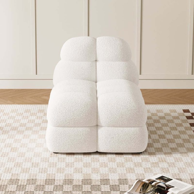 "Modern Off-White Cream Boucle Accent Chair Cloud Lounge Chair Soft Cushion"