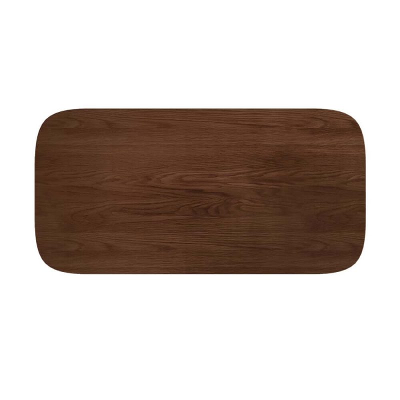 "Pine Wood Coffee Table Rectangle-shaped in Walnut with Abstract Base Japandi"