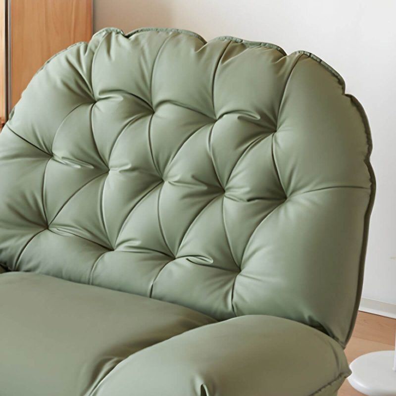 "Modern Standard Recliner with Tufted Design and Arm Compartment Storage - Beige Swivel Rocker"