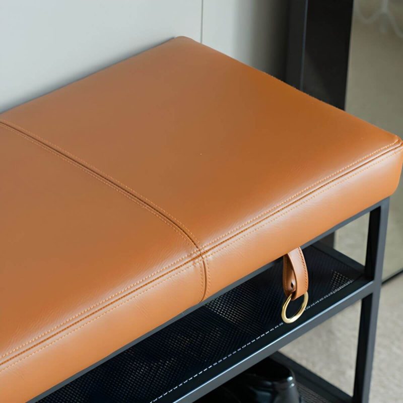 "Modern Faux Leather Rectangle Ottoman with Storage - Versatile and Stylish Furniture Piece for Home - Brown/ Black 1 Piece"