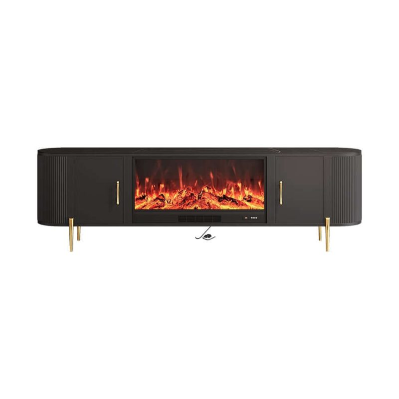 "87" Sintered Stone Top Electric Fireplace TV Stand with Remote Control and Storage"