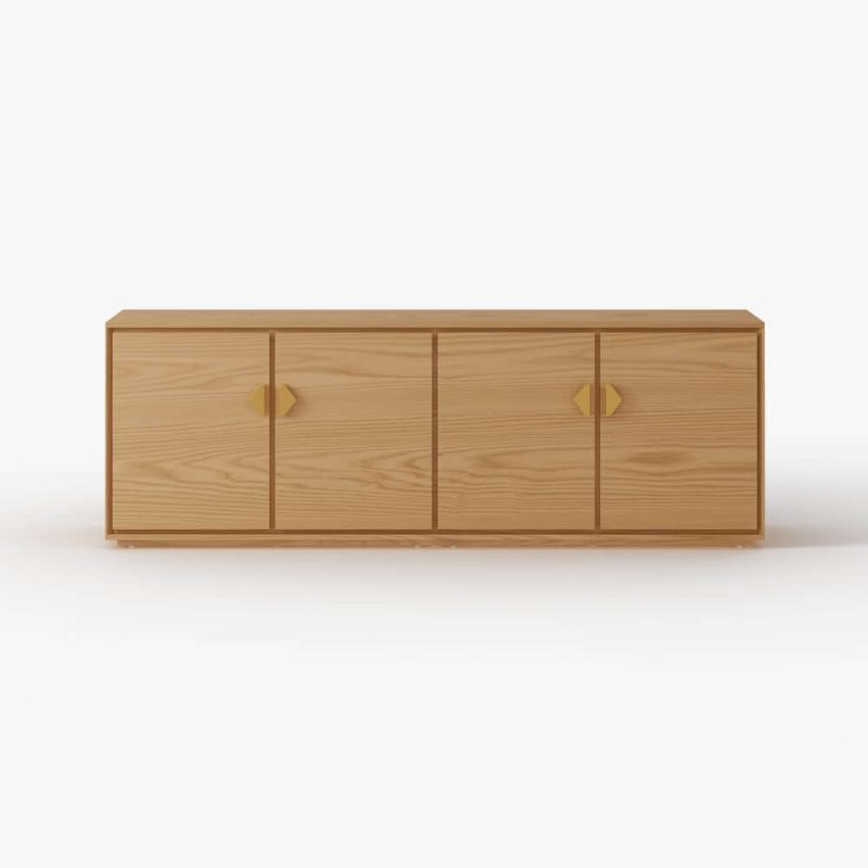 "70.9" Natural Wood Tall TV Stand with Storage"
