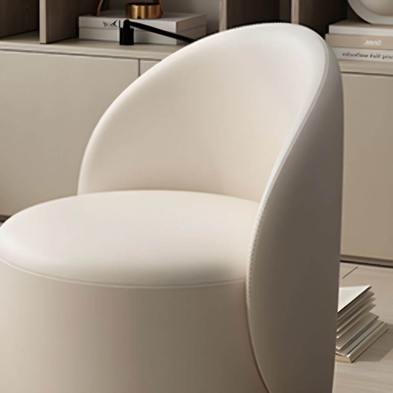"Modern Upholstered Vanity Stool with Swivel Back and Tall Height for Comfort - Genuine Leather 2 Piece Set Light Brown"