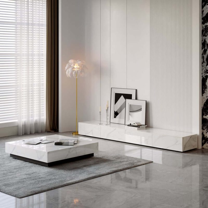 "87" Sintered Stone TV Stand with 4 Drawers"