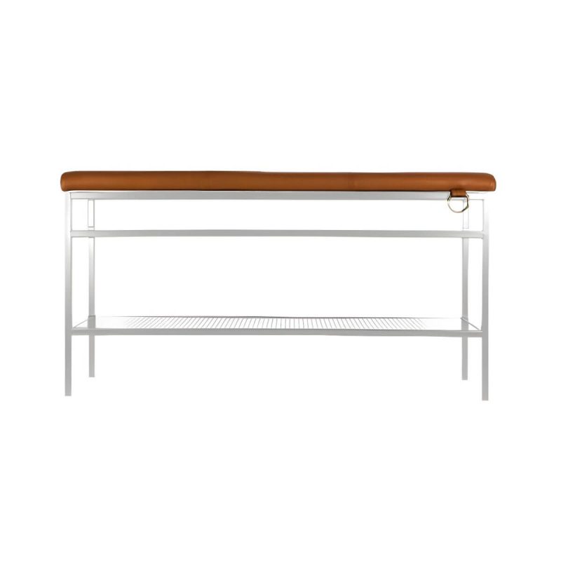 "Modern Faux Leather Rectangle Ottoman with Storage - Versatile and Stylish Furniture Piece for Home - Brown/ White 2 Piece Set"