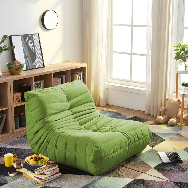 "Suede Bean Bag Lounger with Removable and Machine Washable Cover - Standard Size - Green"