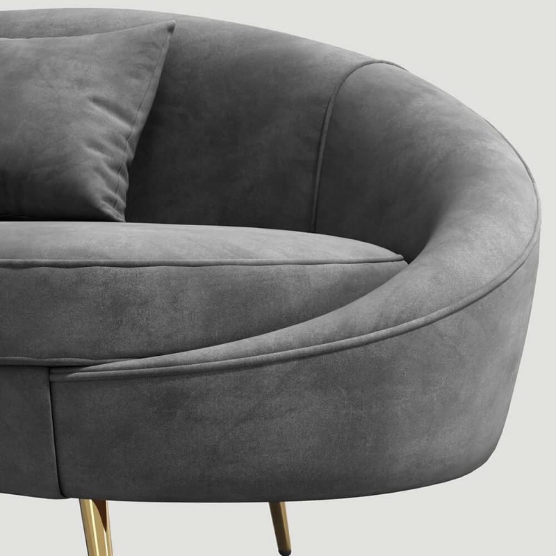 "Modern 63" Gray Velvet Curved Sofa Love Seat Sofa Pillows Included"