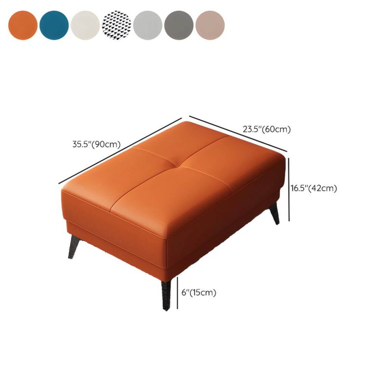 "Dimension of Rectangle Wood Solid Color Footstools without Unremovable Cushion Cover - Light Gray"