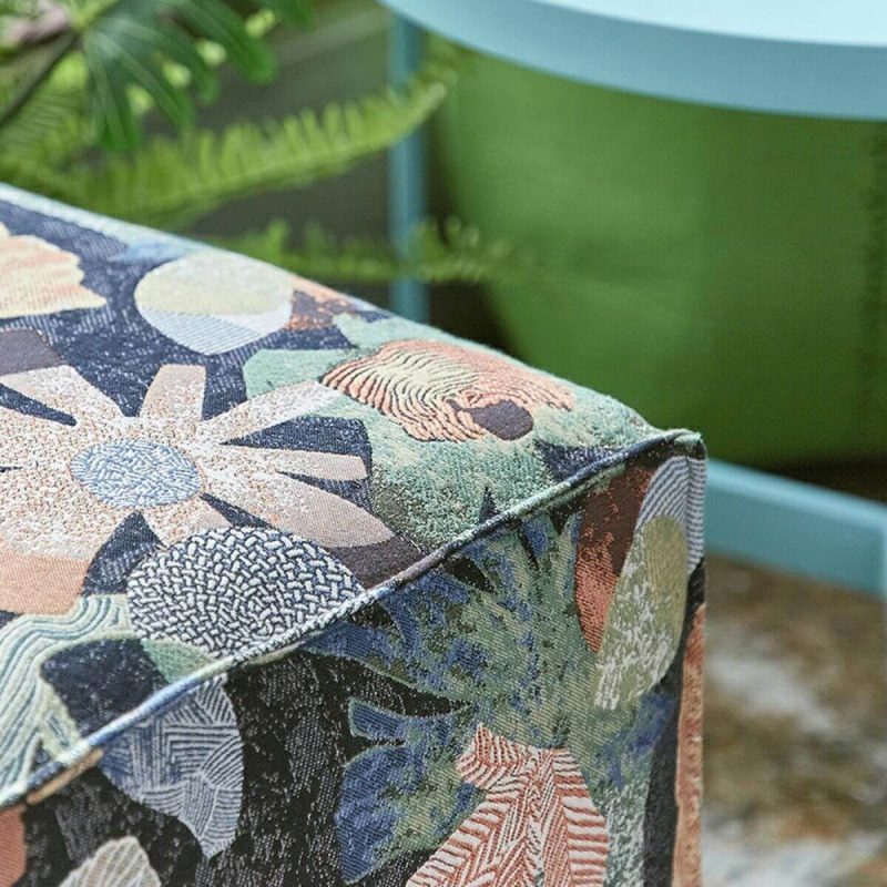 "Blue Upholstered Modern Square Accent Stool with Wood Frame and No Distressing - 20"L x 20"W x 16"H"