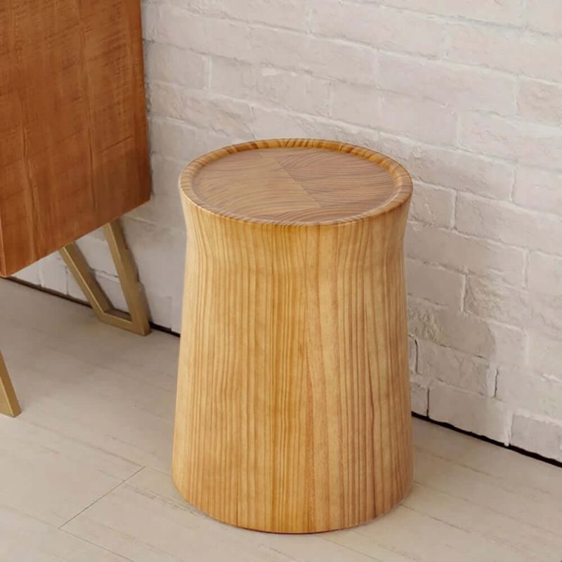"Small Cottage Round Wood Side Table Tray Top in Beige End Table"