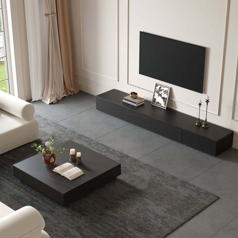 "87" Sintered Stone TV Stand with 4 Drawers"