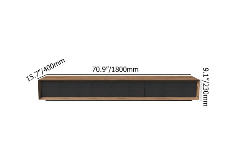 "Dimension of Modern 71 Inch Walnut TV Stand Rectangle Media Stand Walnut TV Console with 3 Drawers"