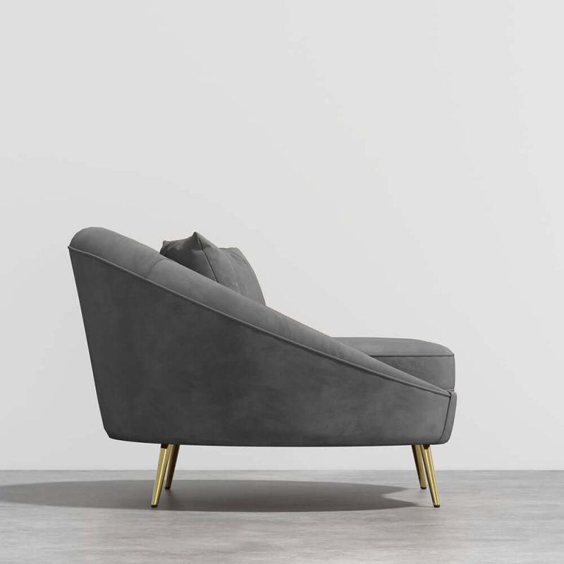 "Modern 63" Gray Velvet Curved Sofa Love Seat Sofa Pillows Included"