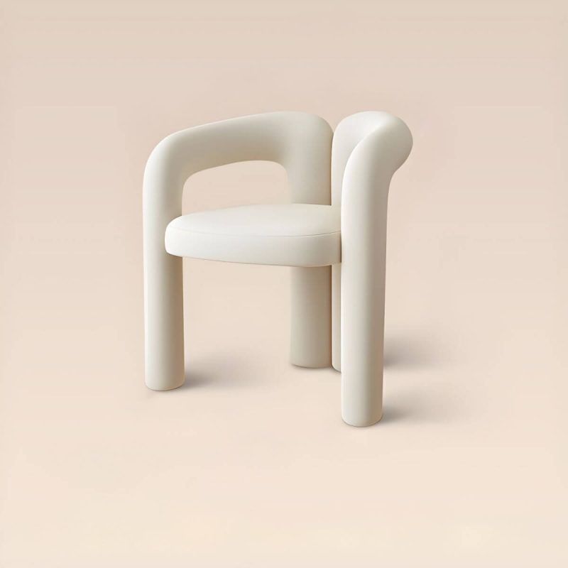 "Modern Solid Color Vanity Stool with Straight Legs, Back and Lint Upholstered - Beige"