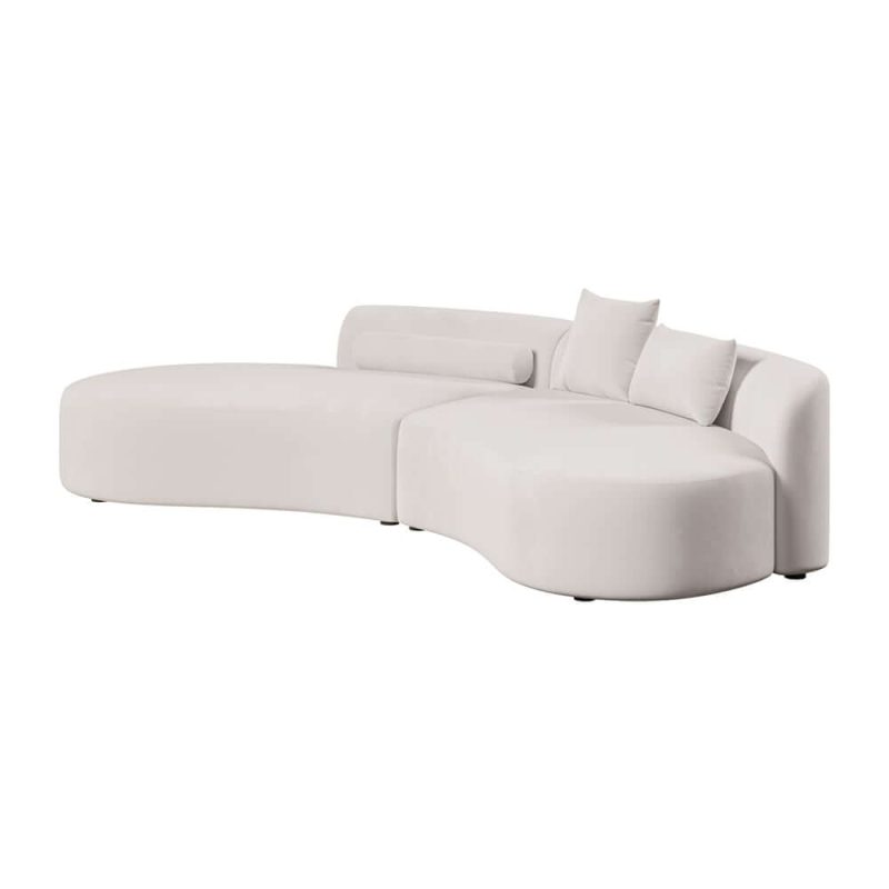 "109" 2-Piece Curved Velvet Sectional Sofa with Pillows"