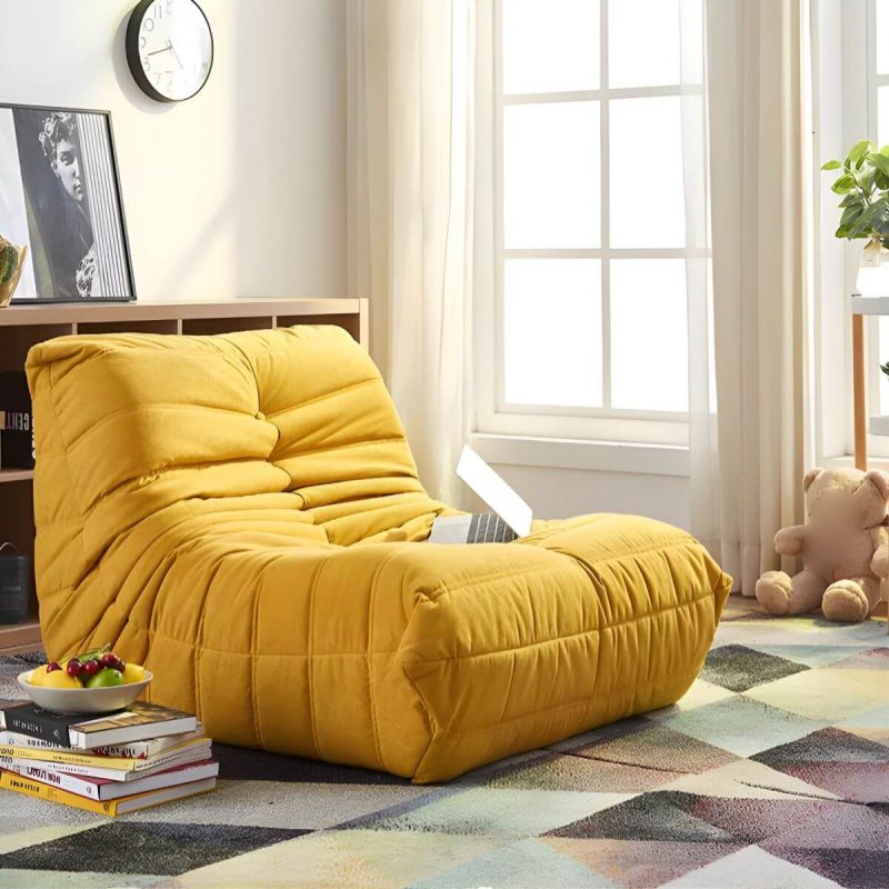 "Suede Bean Bag Lounger with Removable and Machine Washable Cover - Standard Size - Dark Blue"