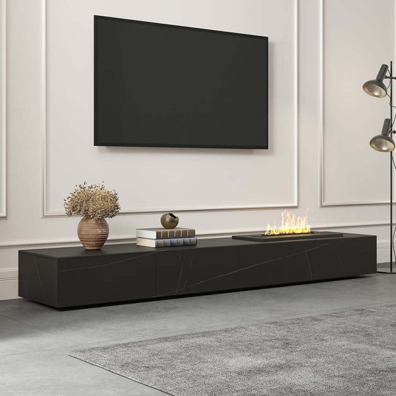 "87" Sintered Stone Electric Fireplace Humidifier TV Stand"