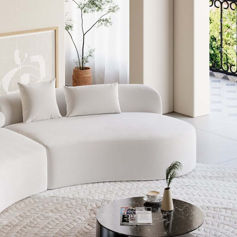"109" 2-Piece Curved Velvet Sectional Sofa with Pillows"