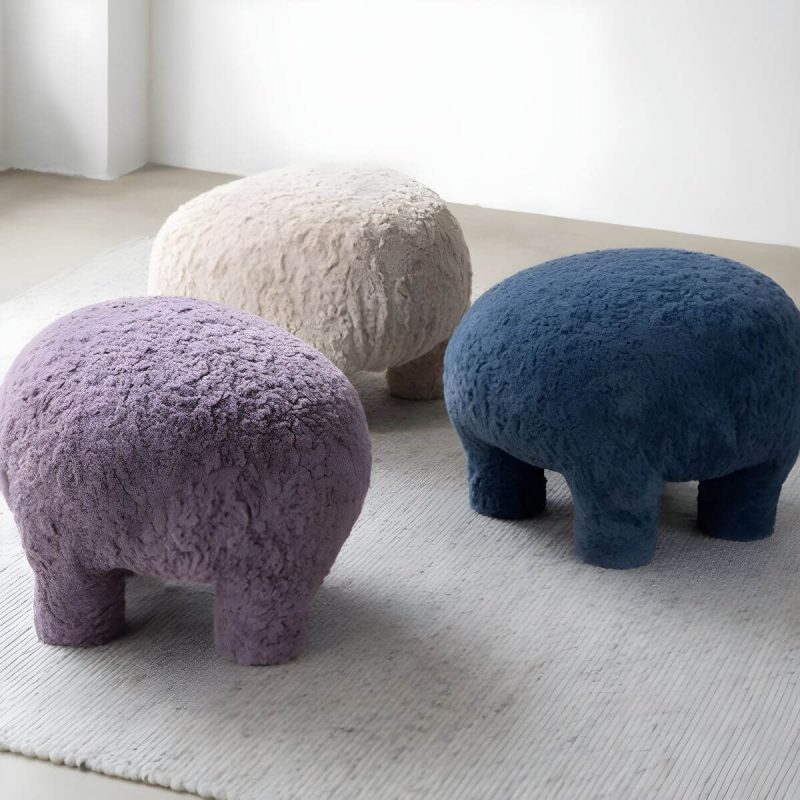 "Modern Upholstered Accent Stool with Metal Legs and Storage Not Included - Cream 16"L x 16"W x 16.5"H"