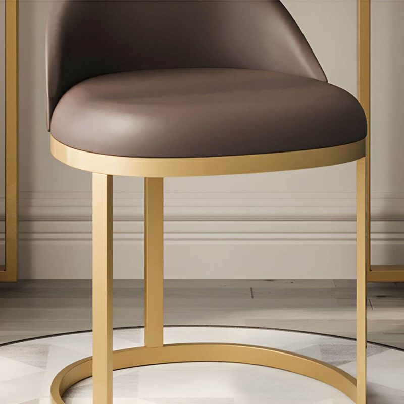 "Elegant Upholstered Vanity Stool with Storage, Metal Frame and Contemporary Design - Gray"