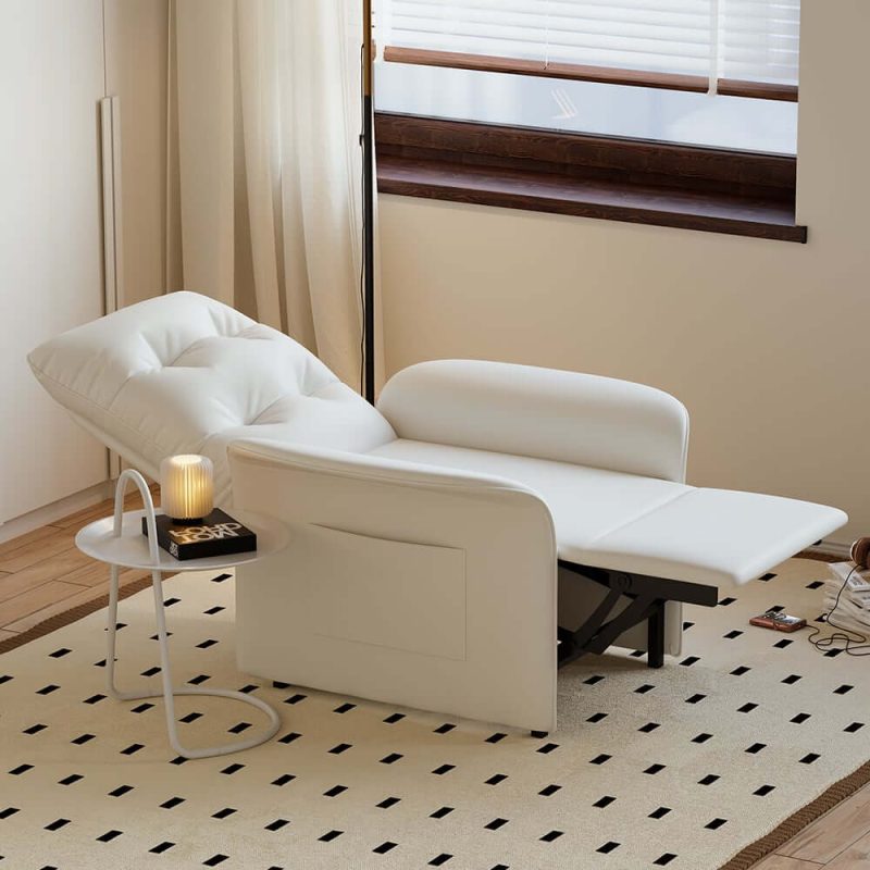 "Leather Power Recliner Accent Chair with Side Pocket"