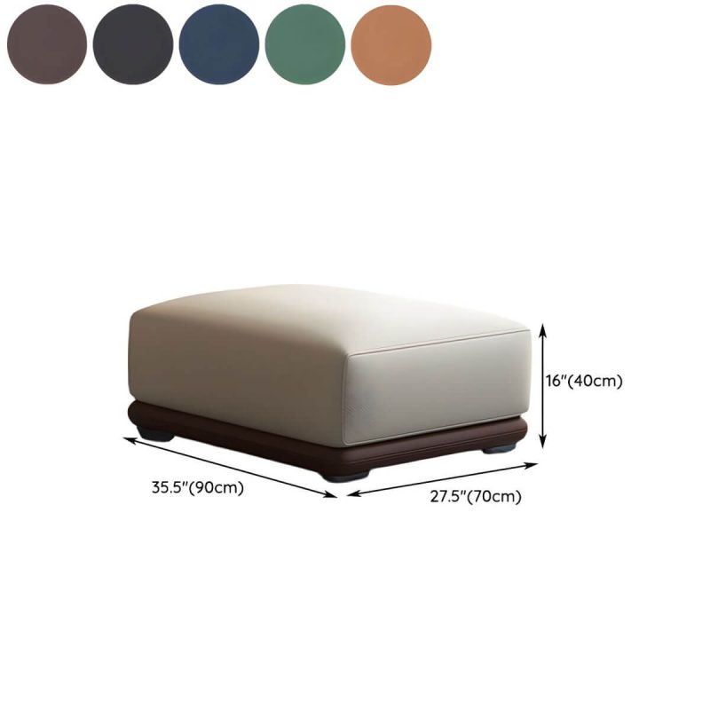 "Dimension of Genuine Leather Foot Stool in Solid Wood Contemporary Style Indoor - 1 Piece Off-White-Orange 35"L x 28"W x 16"H"