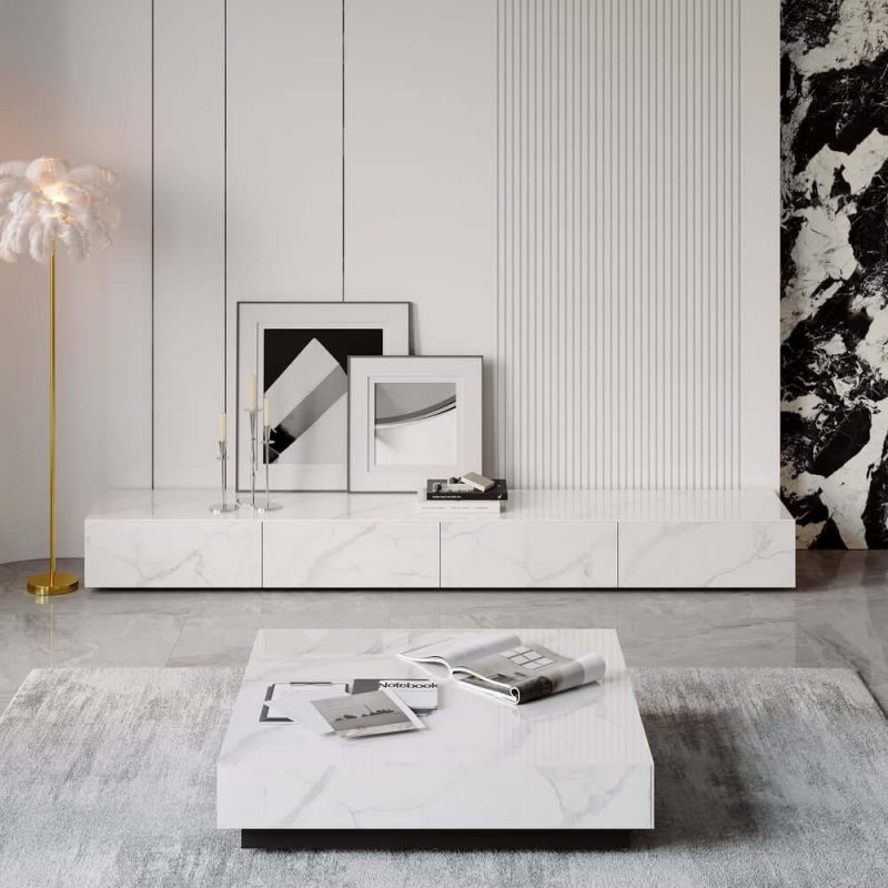 "87" Sintered Stone TV Stand with 4 Drawers"