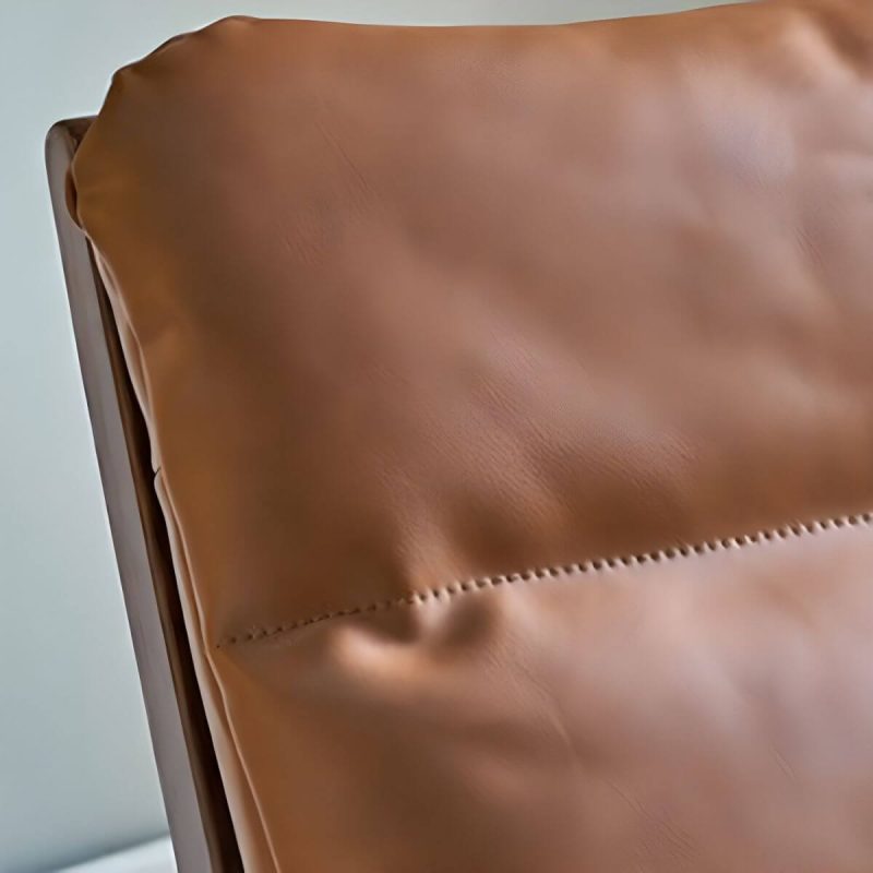 "Comfortable and Stylish Recliner Chair with Removable Cushions and Wood Legs - Sponge Leathaire Deck Chair Brown"