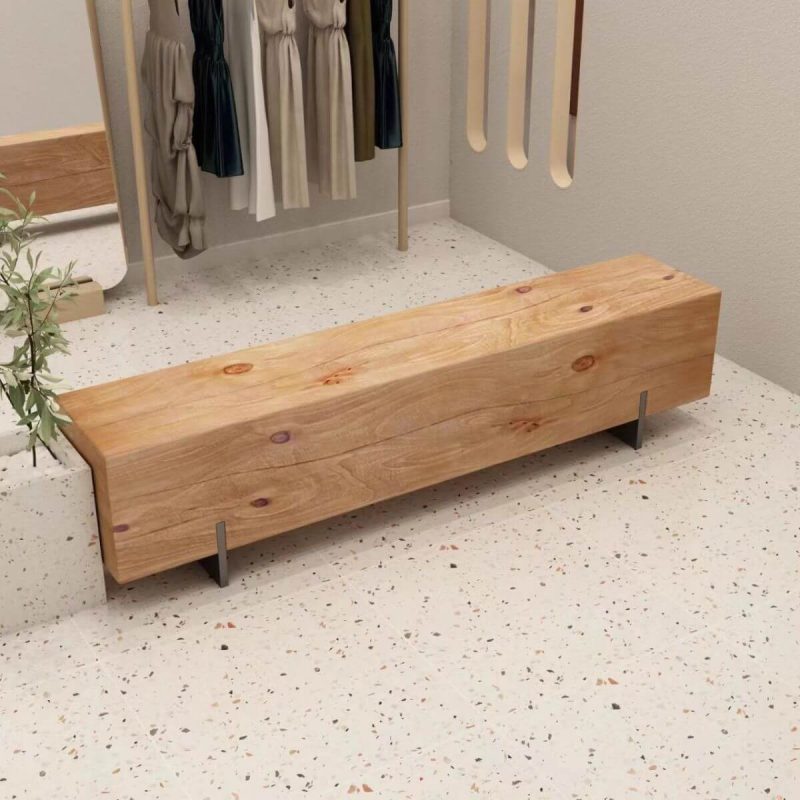 "Natural Finish Simplistic Lumber Solid Color Decorative Bench, 71"L x 12"W x 16"H"