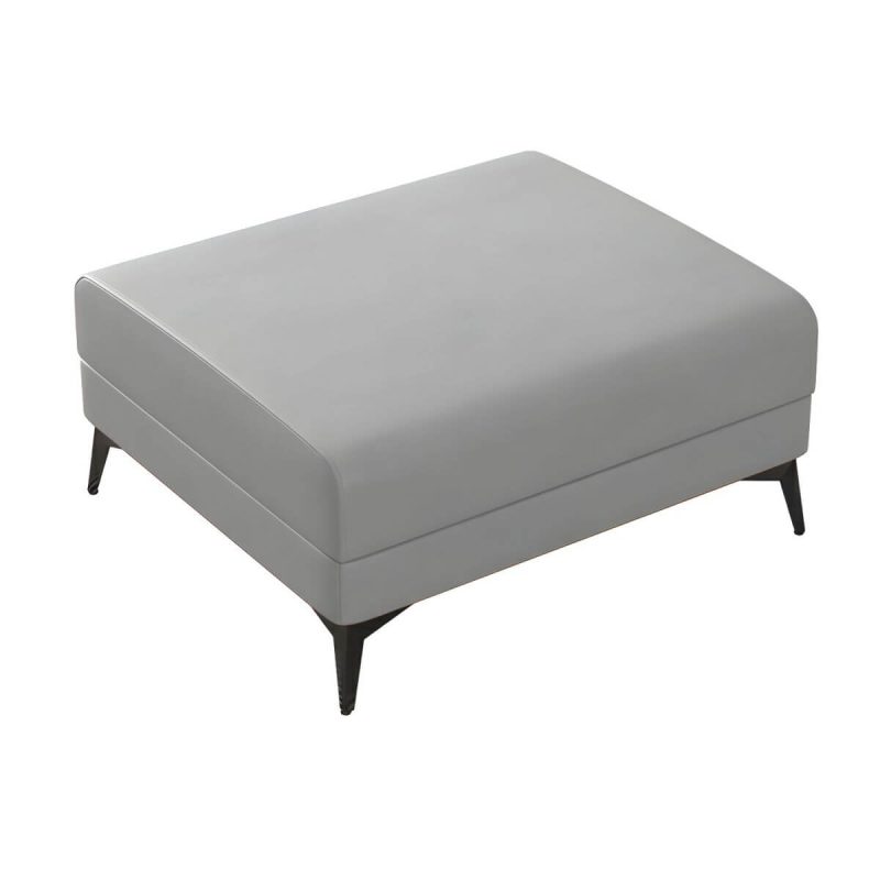 "Modern Faux Leather Rectangle Footstool with Wood Frame for Stylish Comfort - Light Gray 1 Piece"