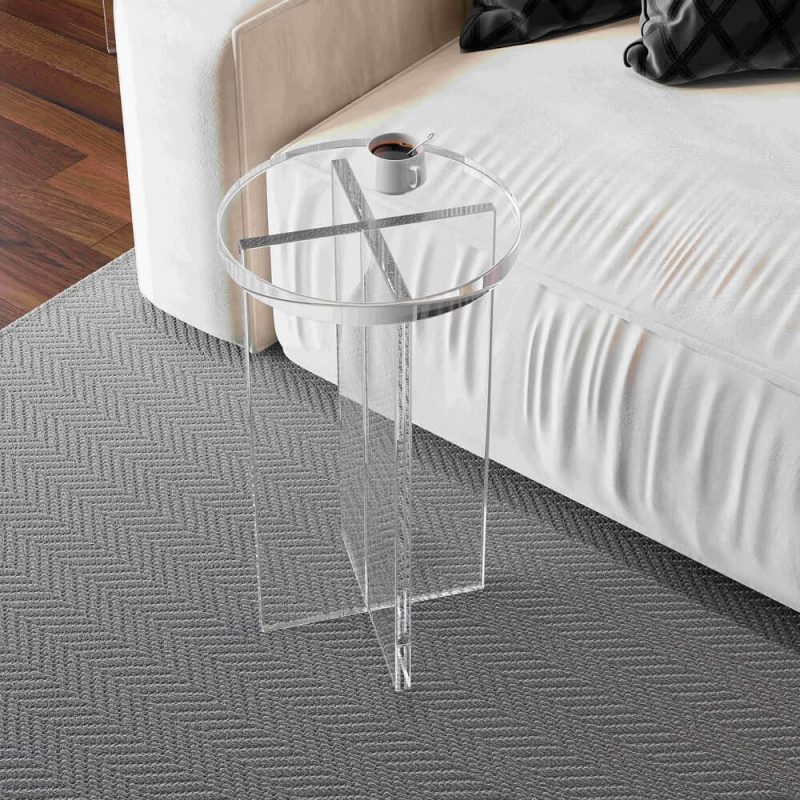 "Round Clear Acrylic End Table Modern Side Table"