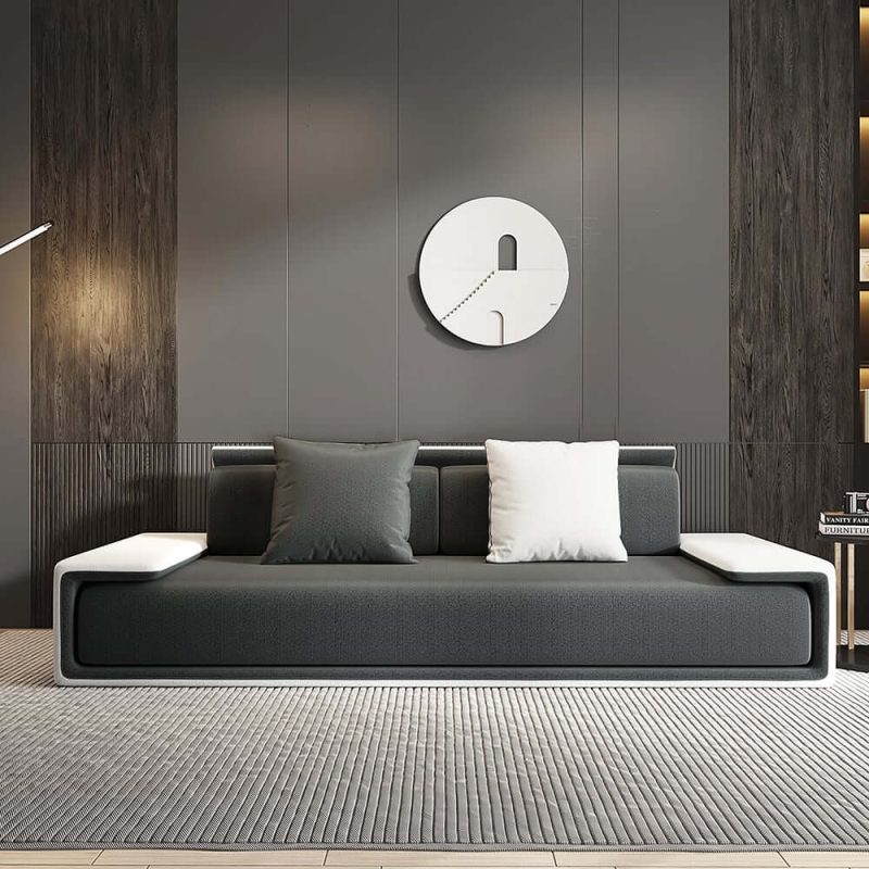 "Doart 81" Modern Dark Gray Upholstered Armless 3-Seater Sofa Cotton Linen with Pillows"