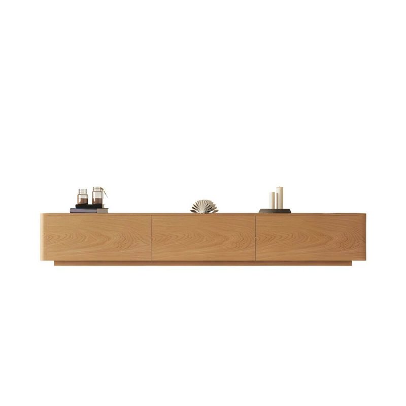 "Natural Engineered Wood TV Console Modern Cable Management Media Console - 79"L x 16"W x 14"H"